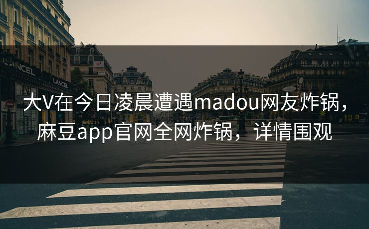 大V在今日凌晨遭遇madou网友炸锅，麻豆app官网全网炸锅，详情围观